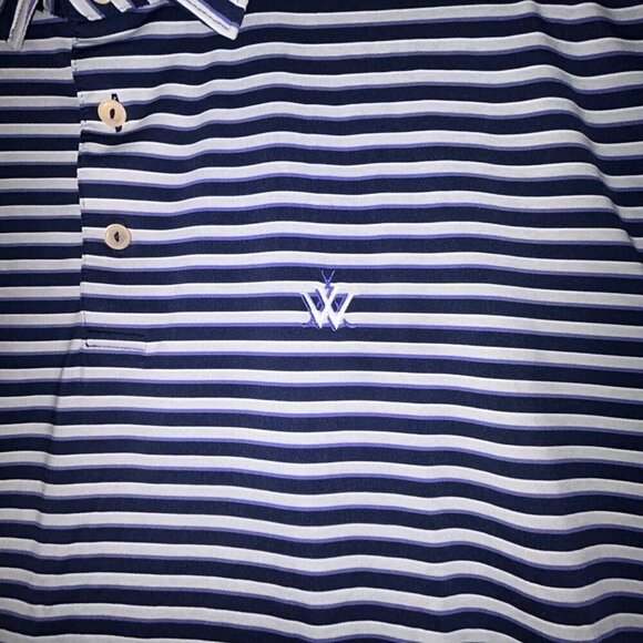 Peter Millar Polo Golf Shirt Mens XL Purple/Black Striped Embroidered Stretch - Picture 4 of 6